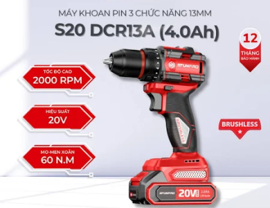 MÁY KHOAN PIN 3 CHỨC NĂNG 13MM S20 DCR13A Bản 4.0Ah