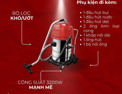 Máy hút bụi khô và ướt 80L 3200W KVC80 – DCK