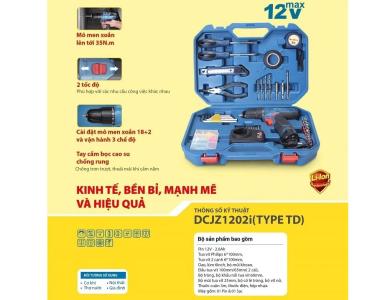 Máy khoan vặn vít dùng pin 12V Dongcheng DCJZ1202i