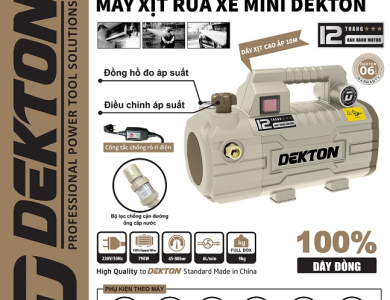 Máy xịt rửa áp lực Dekton DK-CWR2200VTG (Motor lõi đồng)