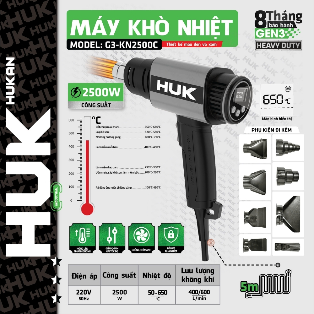 Máy khò nhiệt 2500W Hukan G3-KN2500C Gen 3