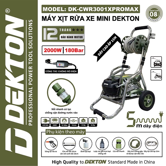 Máy xịt rửa xe cao áp Dekton DK-CWR3001XPROMAX