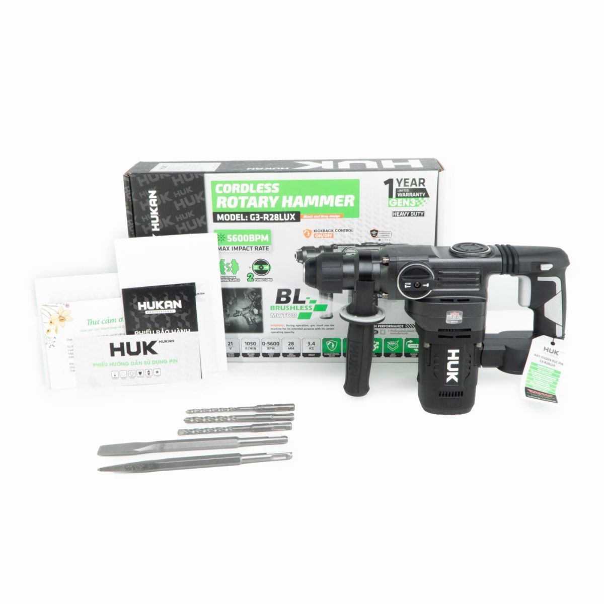 Thân máy khoan đục bê tông 2 chức năng Hukan G3-R28LUX (Gen3)