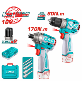 Combo máy khoan và máy vặn vít dùng pin 16V Total TOSLI240968