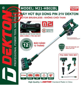  Máy hút bụi dùng pin 21V Dekton M21-HB02BL (Chưa Pin & Sạc)