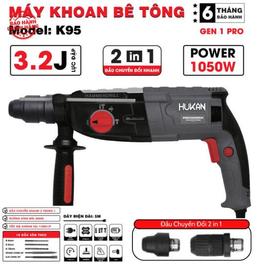Máy khoan đục bê tông 3 chức năng(GEN 1 PRO) HUKAN  K95 