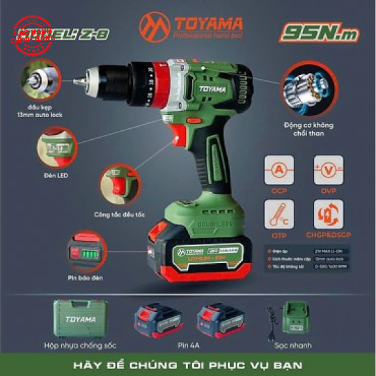 Máy khoan pin Toyama Z-10 Pro (đầu cặp 13mm) - hàng chính hãng