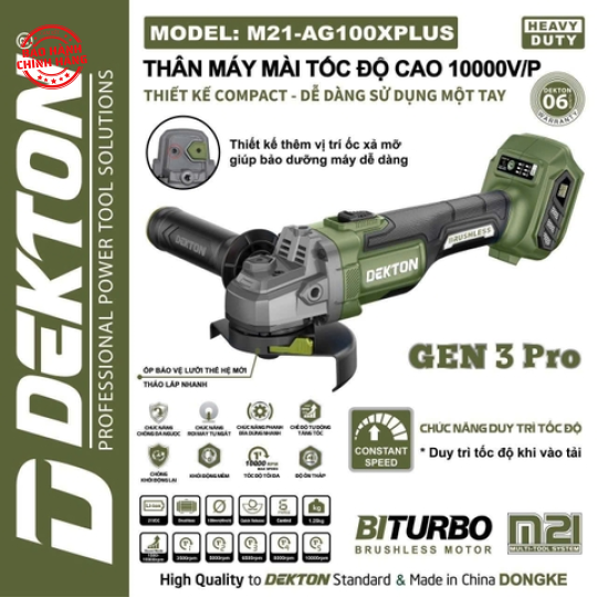 Thân máy mài góc dùng pin 21V Dekton M21-AG100PROMAX / M21-AG100XPLUS