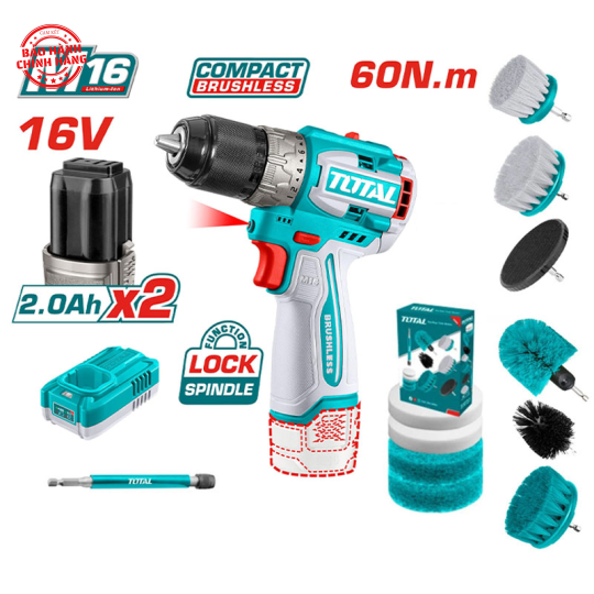 Combo Máy khoan pin 16V Total TOSLI240786 (Kèm 11 bàn chải TACB1101)