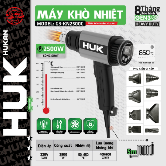 Máy khò nhiệt 2500W Hukan G3-KN2500C Gen 3 ( 650 độ C )