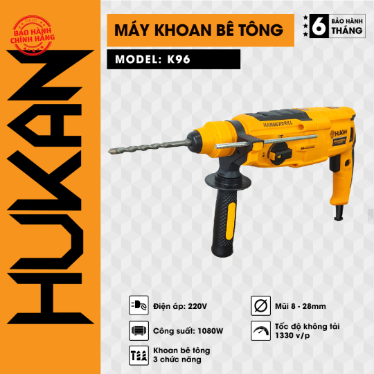 Máy khoan bê tông 3 chức năng Hukan K96