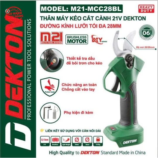 Kéo cắt cành pin Dekton M21-MCC28BL