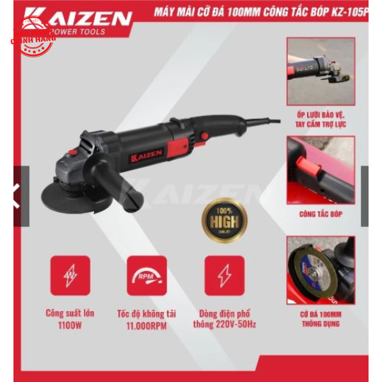 MÁY MÀI KAIZEN CÔNG TẮC BÓP CỠ ĐĨA 100MM BẢN MỚI KZ-105P/KZ105PS