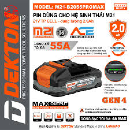 Pin 21V 2.0Ah Dekton M21-B2055PROMAX (ACE)