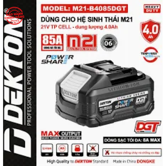 Pin 21V 4Ah Dekton M21-B4085DGT (màu đen)