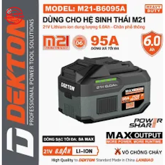 Pin 21V 6.0Ah Dekton M21-B6095A
