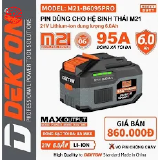 Pin 21V 6.0Ah Dekton M21-B6095A