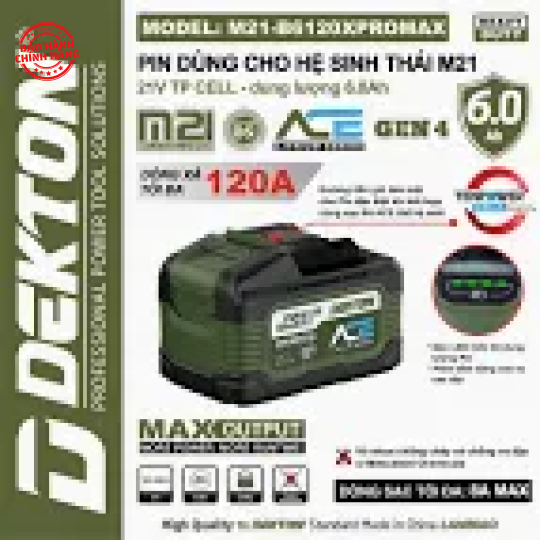 Pin Dekton Gen 4 M21-B6120XPROMAX 21V 6.0Ah Dòng Xả Cao