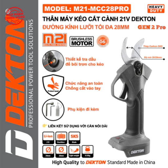Kéo cắt cành dùng pin Dekton M21-MCC28PRO / M21-MCC28XPRO