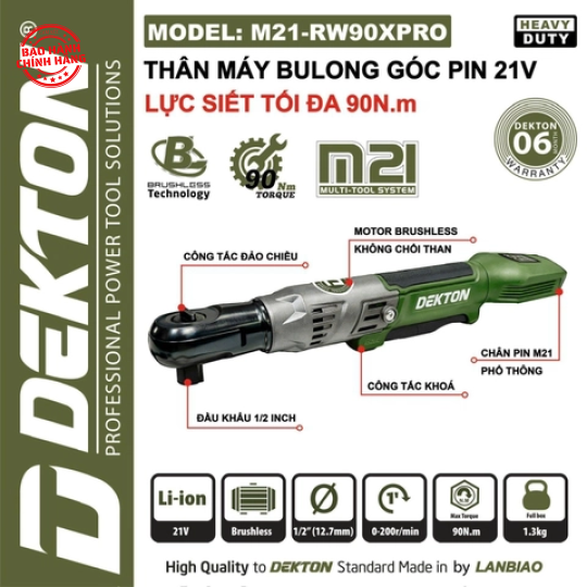 Máy Siết Bu Lông Góc Dekton M21-RW90XPRO