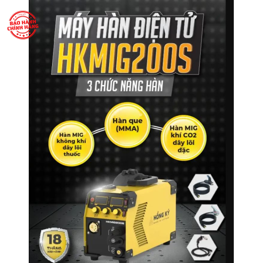 Máy hàn MIG không dùng khí 3 chức năng Hồng Ký Master 160A 220V- HKMIG200S