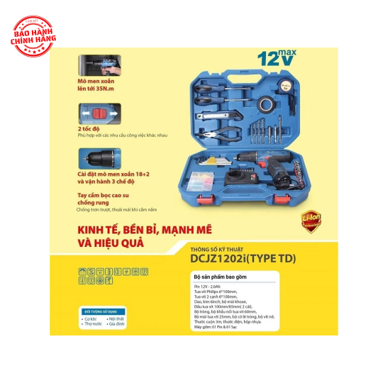 Máy khoan vặn vít dùng pin 12V Dongcheng DCJZ1202i