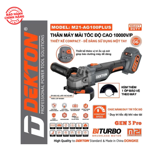 Thân máy mài góc dùng pin 21V Dekton M21-AG100PROMAX / M21-AG100XPLUS