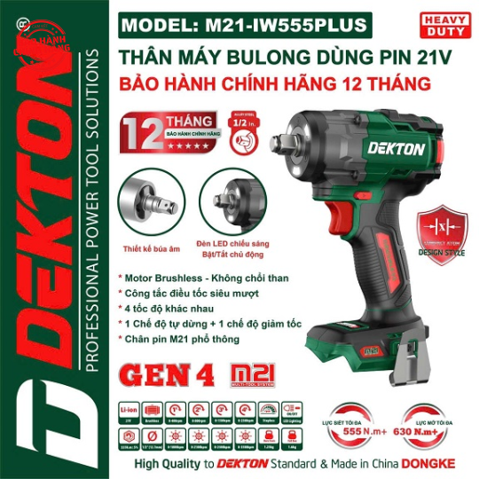 Máy siết mở bulong dekton m21-iw555plus