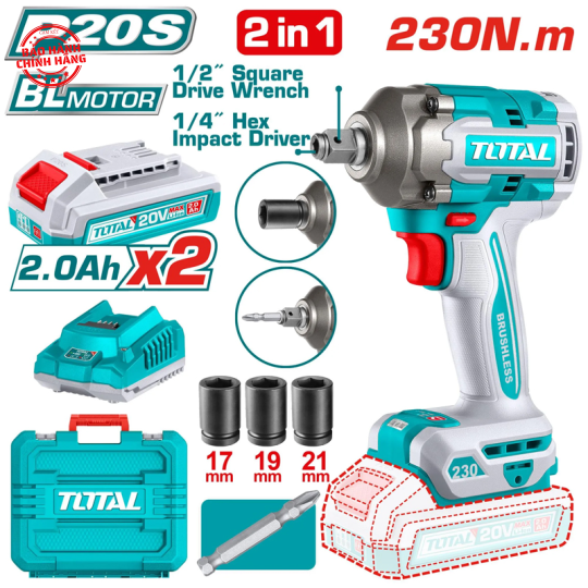 Máy vặn vít và bu lông dùng pin 20V Total TIWLI20236 (2 Pin 2.0Ah, 1 Sạc)