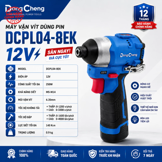 Máy vặn vít dùng pin 12V DongCheng DCPL04-8EK (Kèm 2 pin & Sạc)