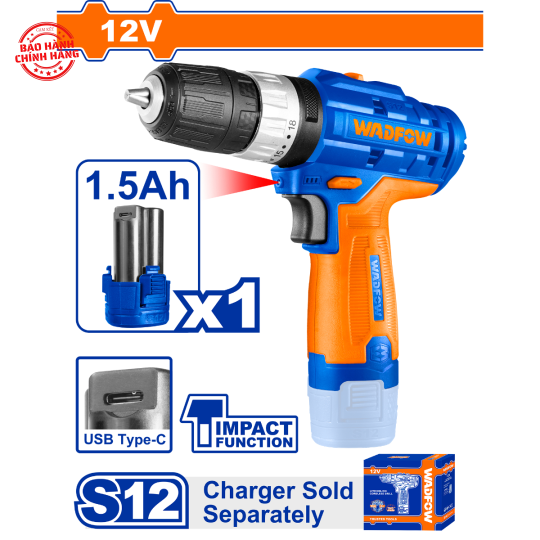 Máy khoan búa dùng pin Lithium-ion 12V WadFow WCDS540