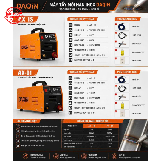 Máy tẩy mối hàn INOX Daqin Ax 01